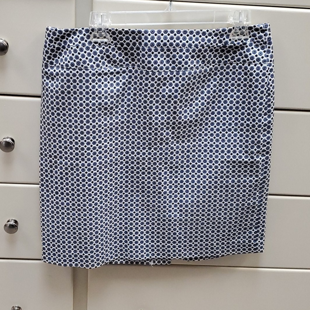 Blue and white pencil skirt
